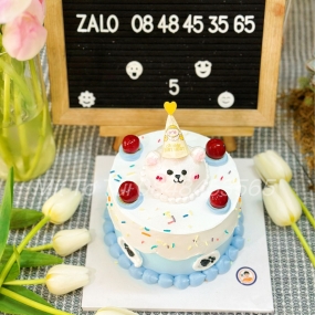 BÁNH KEM GẤU ĐỘI NÓN SINH NHẬT CUTE