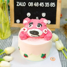 BÁNH KEM GẤU DÂU HỒNG CHO BÉ GÁI