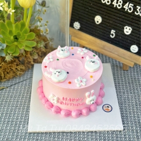 BÁNH SINH NHẬT HỒNG VẼ THỎ NỔI CHO NGƯỜI YÊU